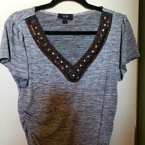 Heathered black embellished top